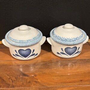 Blue and White Heart Design Ceramic Dishes